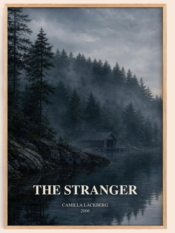 The Stranger watercolour book poster by Camilla Läckberg – framed literary art print