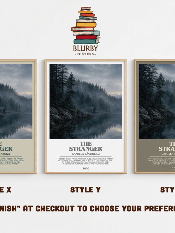 The Stranger bookish print in frame leaning in hallway – crime wall art