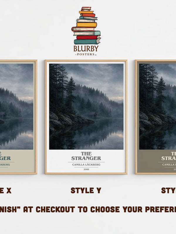 The Stranger book cover print in frame leaning in hallway – crime wall art