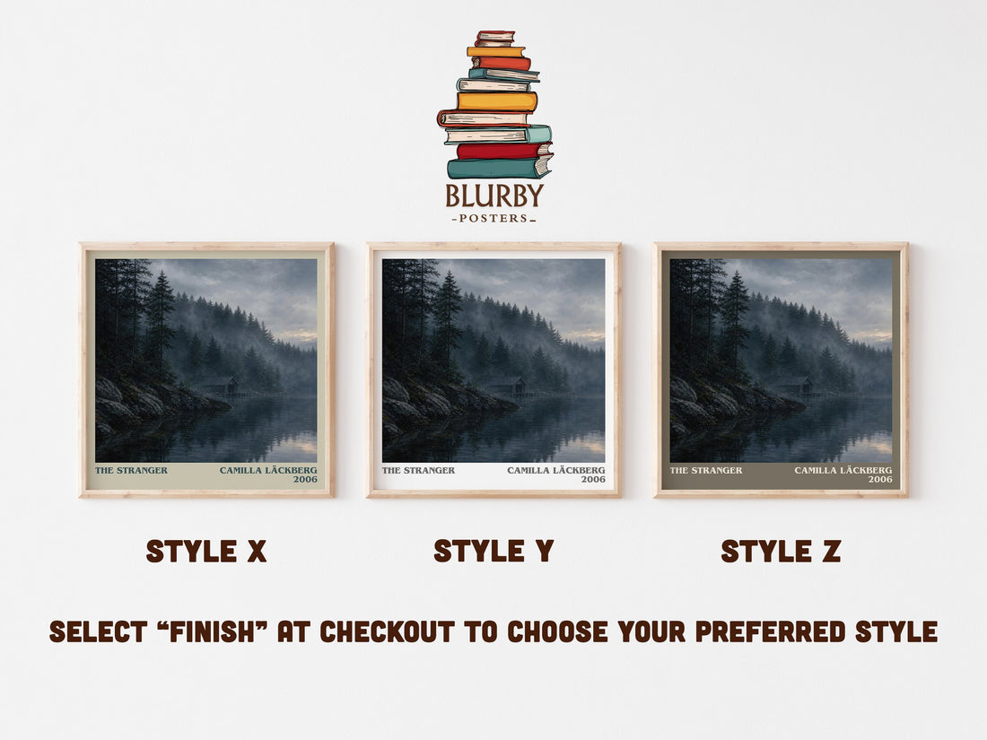 The Stranger literary print in frame leaning in hallway – crime wall art (mockup)