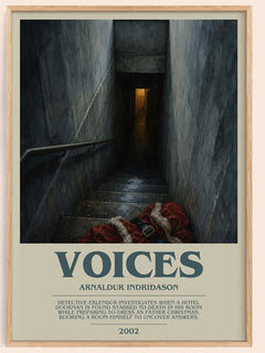 Voices bookish book poster by Arnaldur Indriðason – framed literary art print