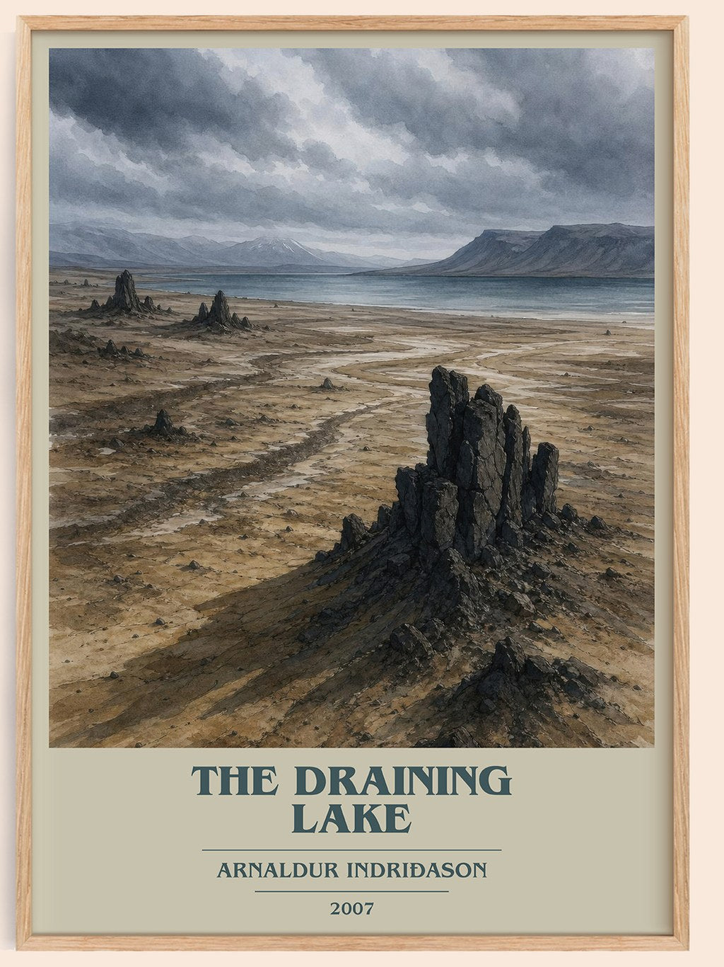 The Draining Lake book cover book poster by Arnaldur Indriðason – framed literary art print