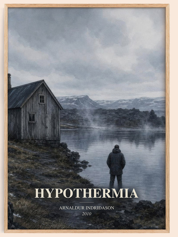 Hypothermia watercolour book poster by Arnaldur Indriðason – framed literary art print