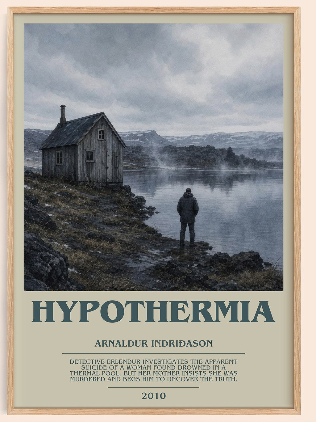 Hypothermia bookish book poster by Arnaldur Indriðason – framed literary art print
