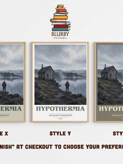 Hypothermia book cover print in frame leaning in hallway – crime wall art