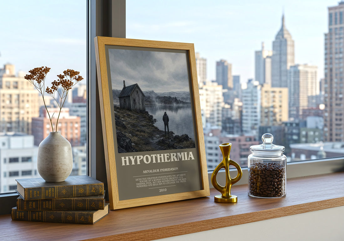 Hypothermia bookish print framed by window – literary home decor