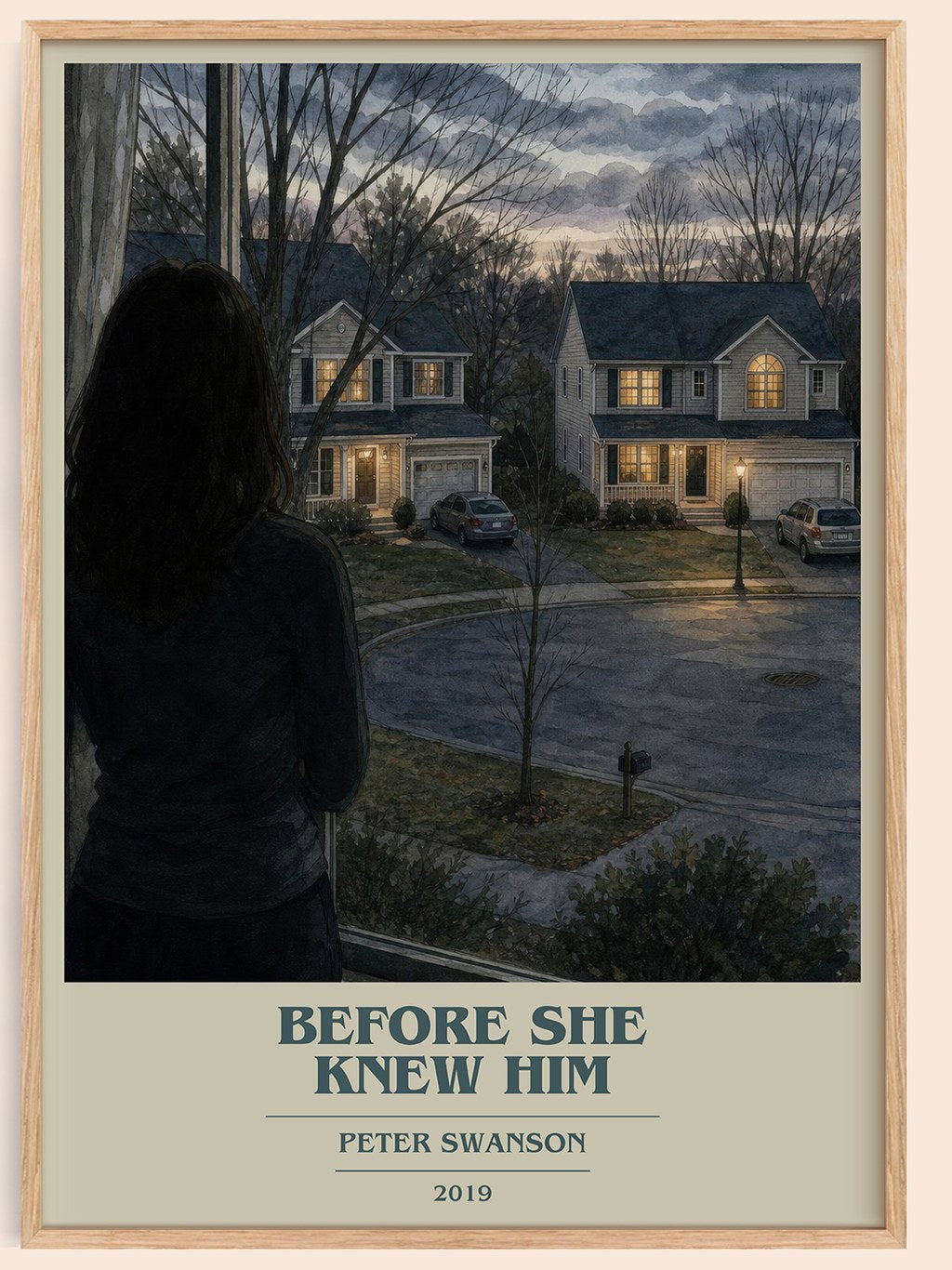 Before She Knew Him book cover book poster by Peter Swanson – framed literary art print