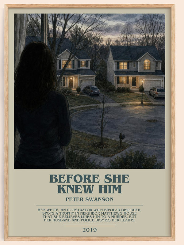 Before She Knew Him bookish book poster by Peter Swanson – framed literary art print
