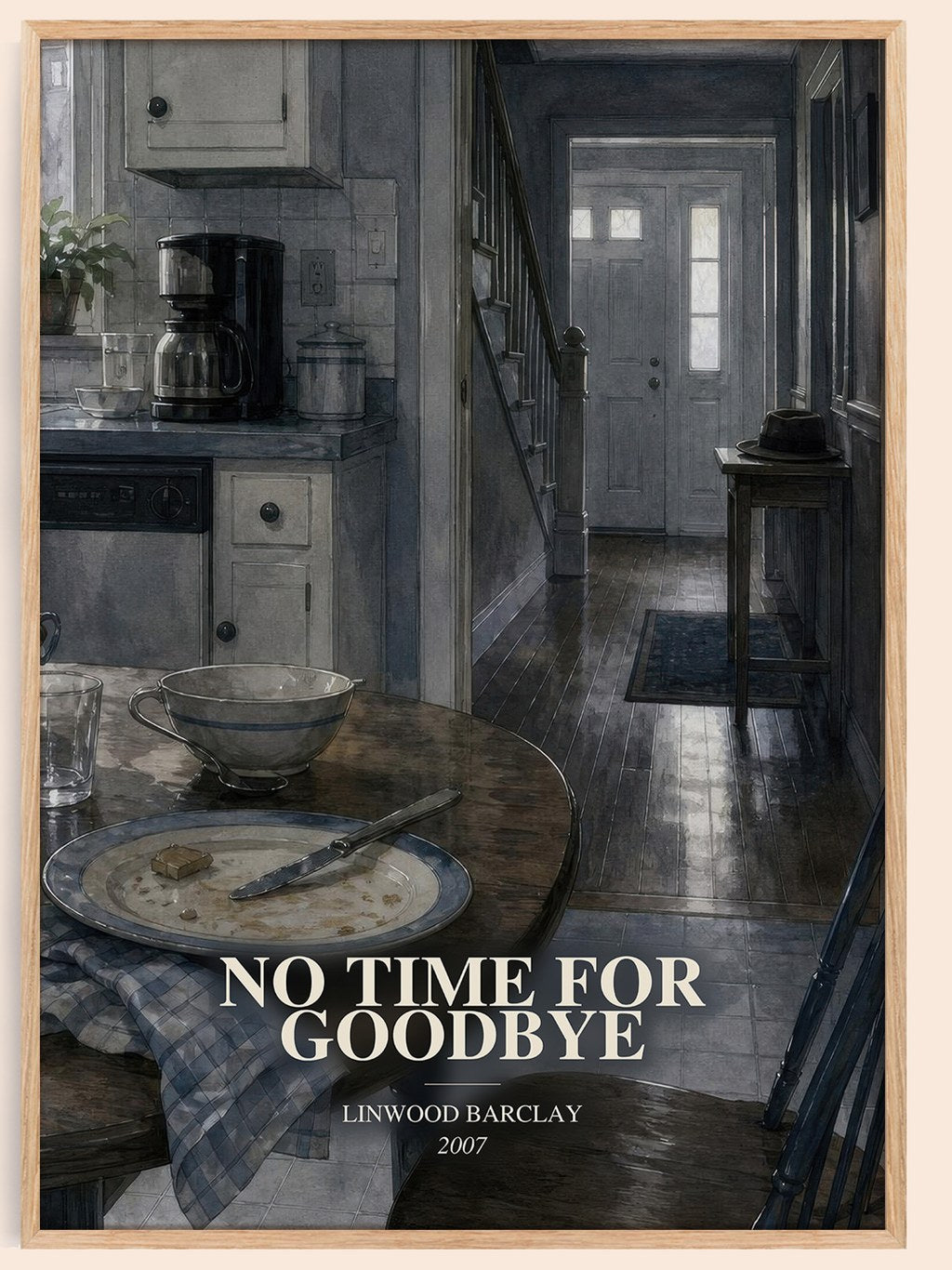 No Time for Goodbye watercolour book poster by Linwood Barclay – framed literary art print
