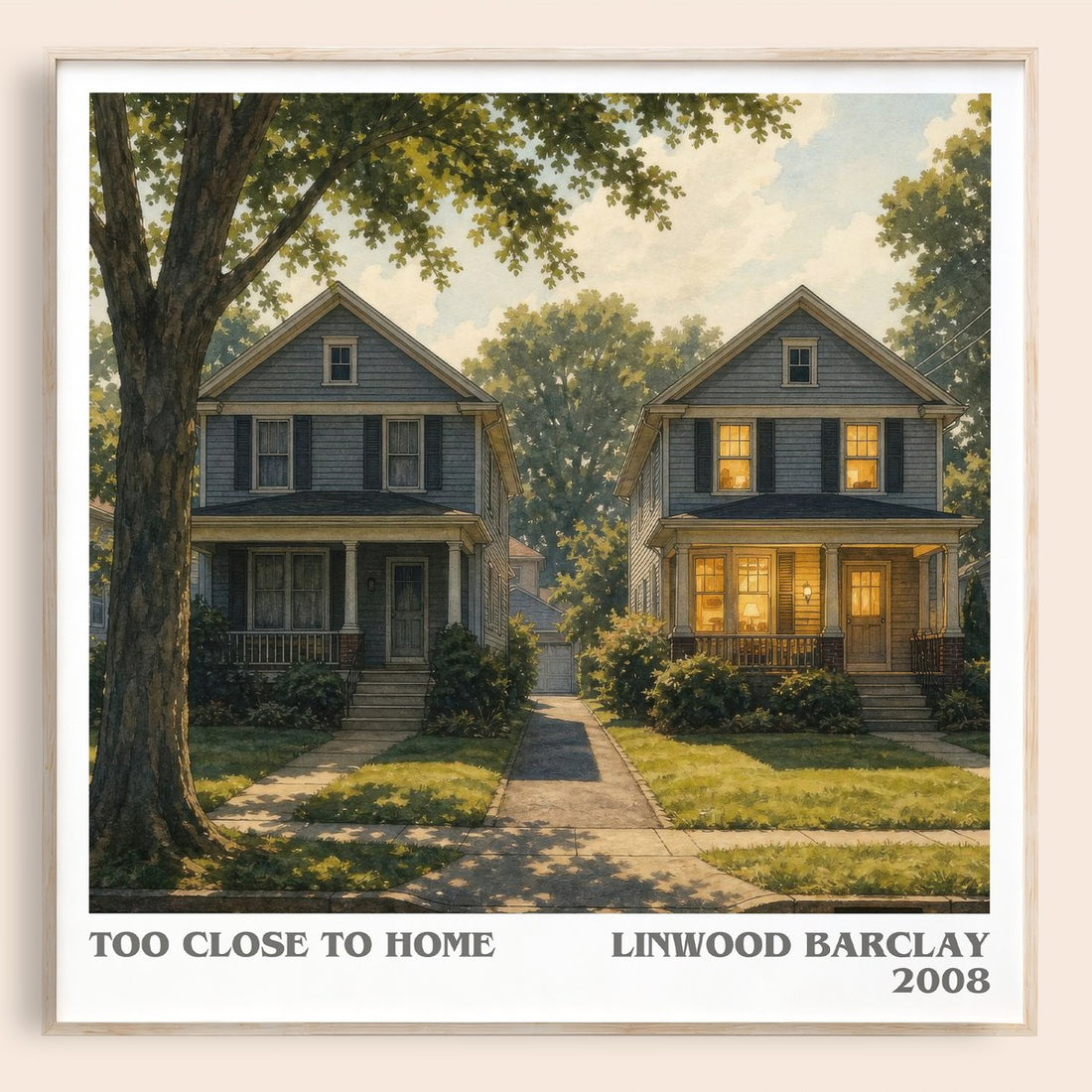 Too Close to Home literary book poster by Linwood Barclay – framed literary art print