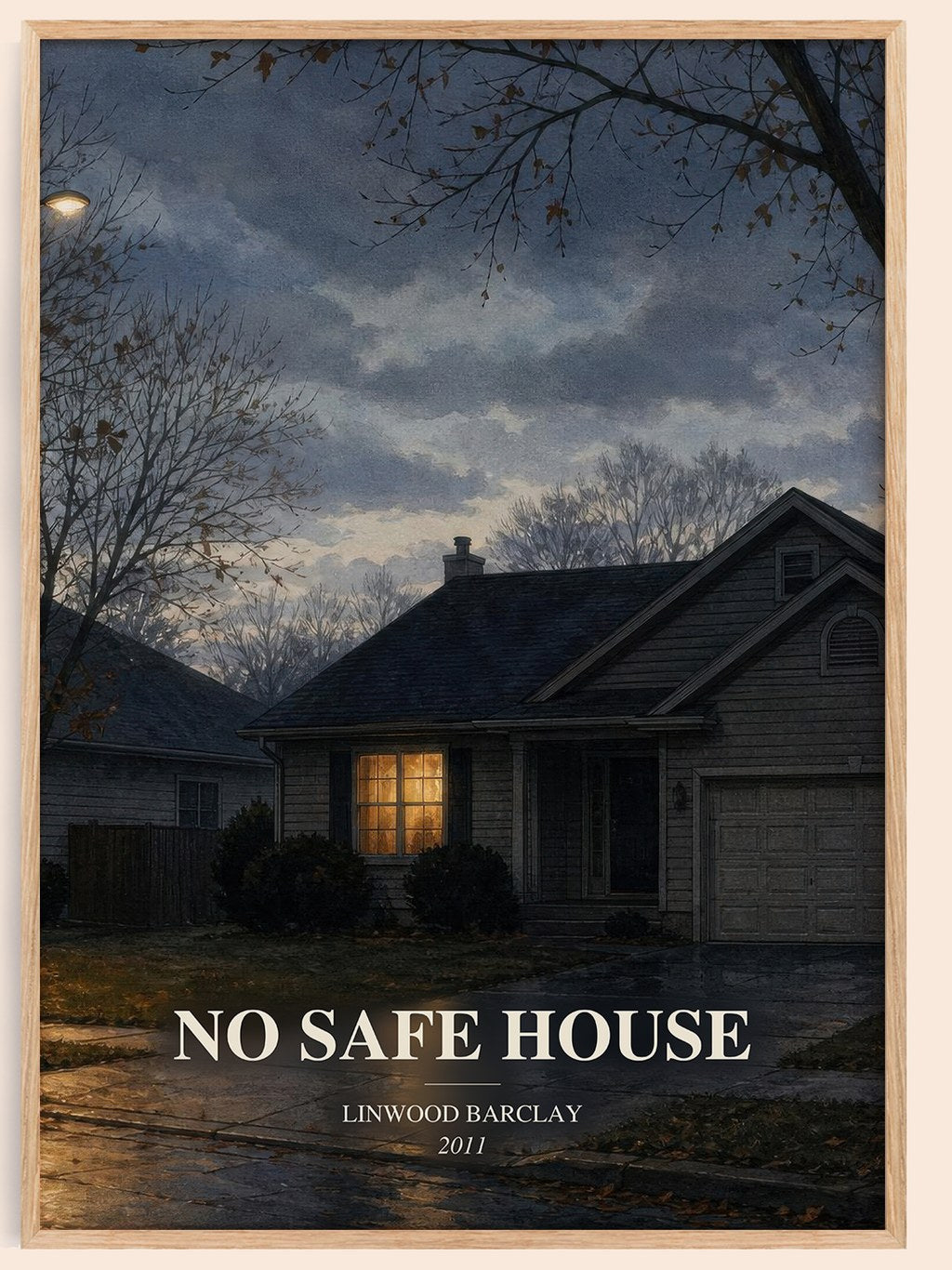 No Safe House watercolour book poster by Linwood Barclay – framed literary art print