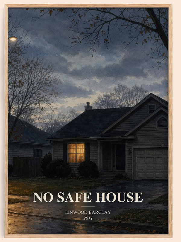 No Safe House watercolour book poster by Linwood Barclay – framed literary art print