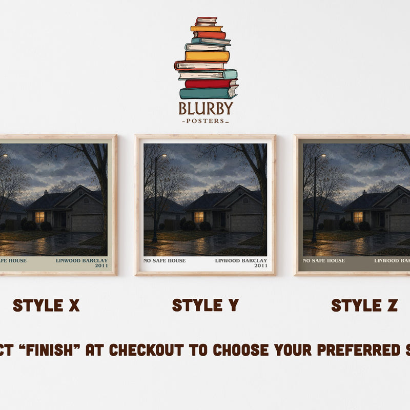 No Safe House literary print in frame leaning in hallway – thriller wall art
