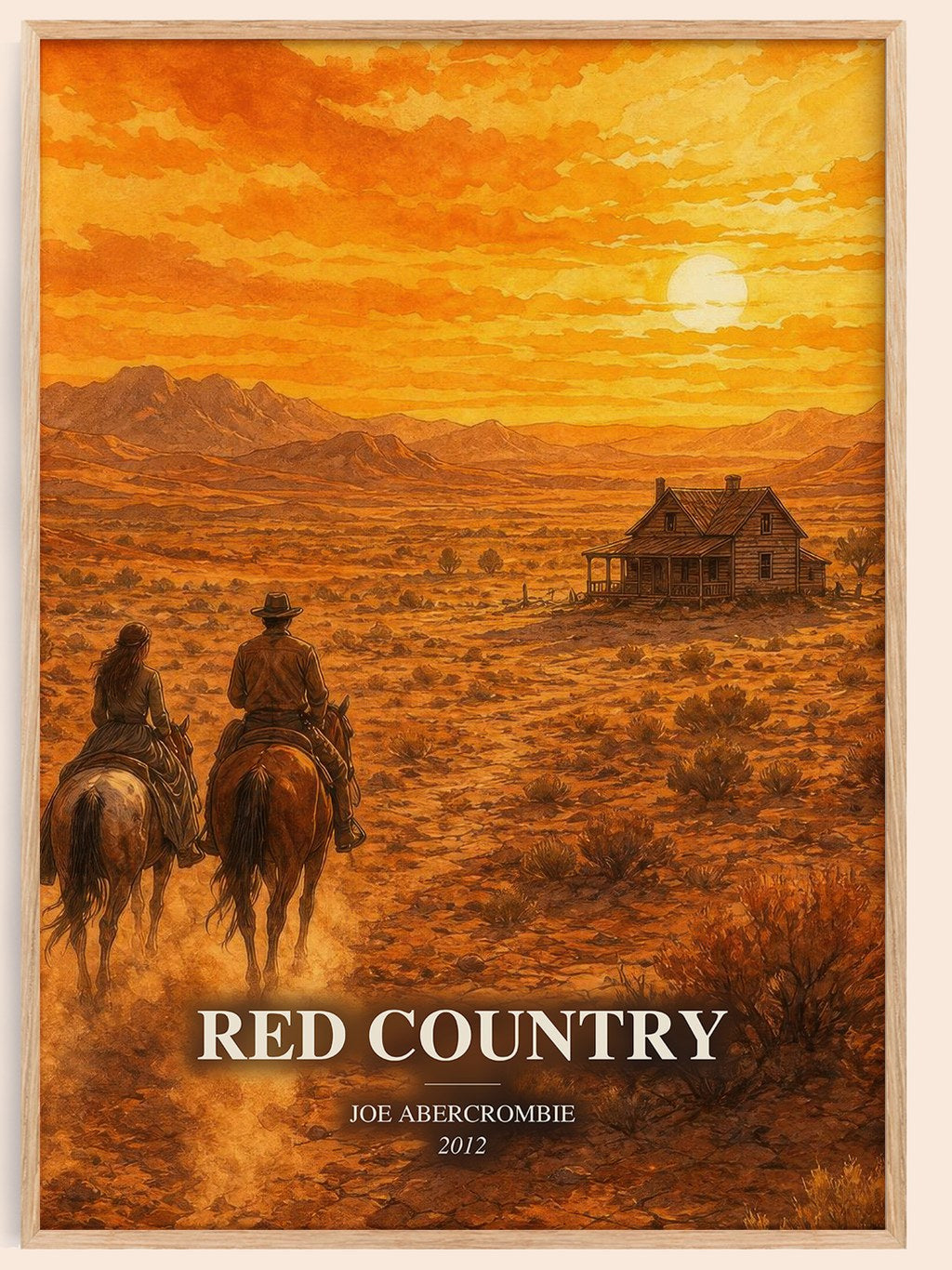Red Country watercolour book poster by Joe Abercrombie – framed literary art print