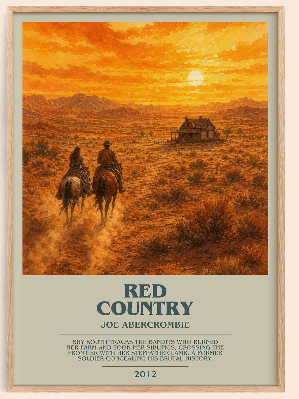 Red Country bookish book poster by Joe Abercrombie – framed literary art print