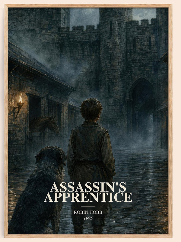 Assassin's Apprentice watercolour book poster by Robin Hobb – framed literary art print