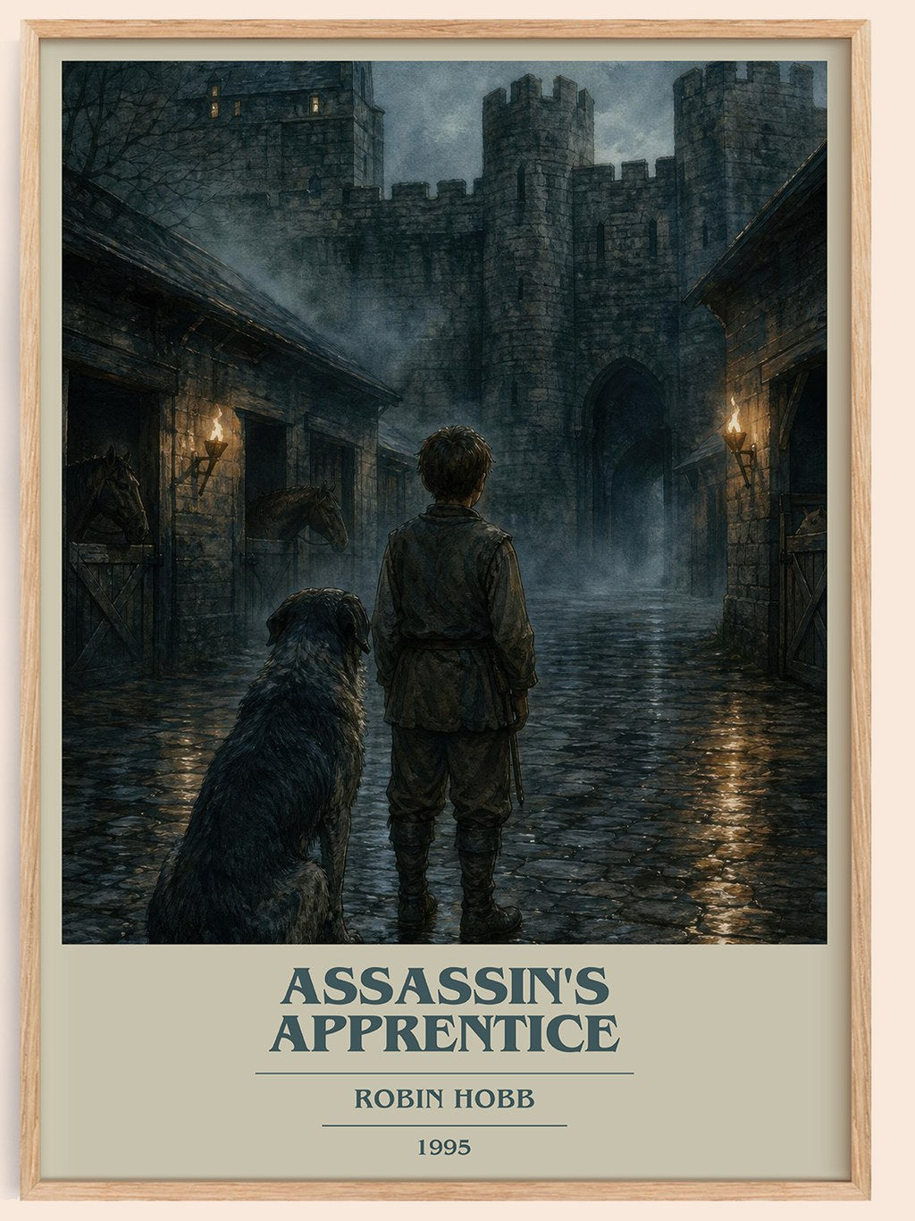 Assassin's Apprentice book cover book poster by Robin Hobb – framed literary art print