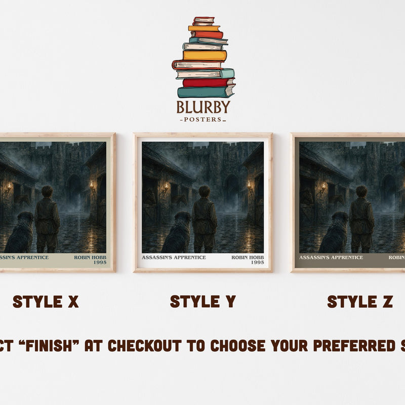 Assassin's Apprentice literary print in frame leaning in hallway – fantasy wall art