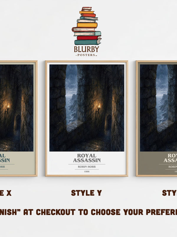 Royal Assassin book cover print in frame leaning in hallway – fantasy wall art