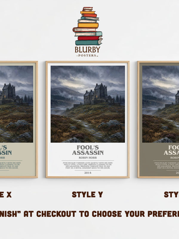 Fool's Assassin bookish print in frame leaning in hallway – fantasy wall art
