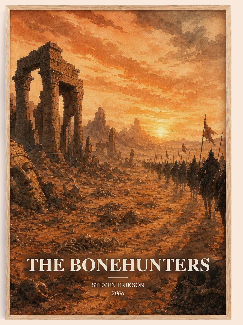The Bonehunters watercolour book poster by Steven Erikson – framed literary art print
