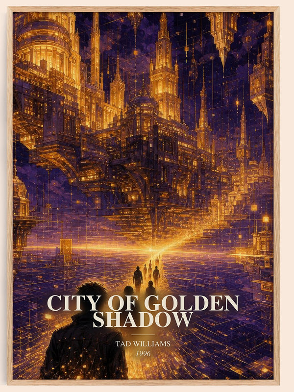 City of Golden Shadow watercolour book poster by Tad Williams – framed literary art print
