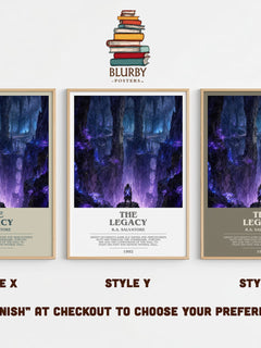 The Legacy bookish print in frame leaning in hallway – fantasy wall art