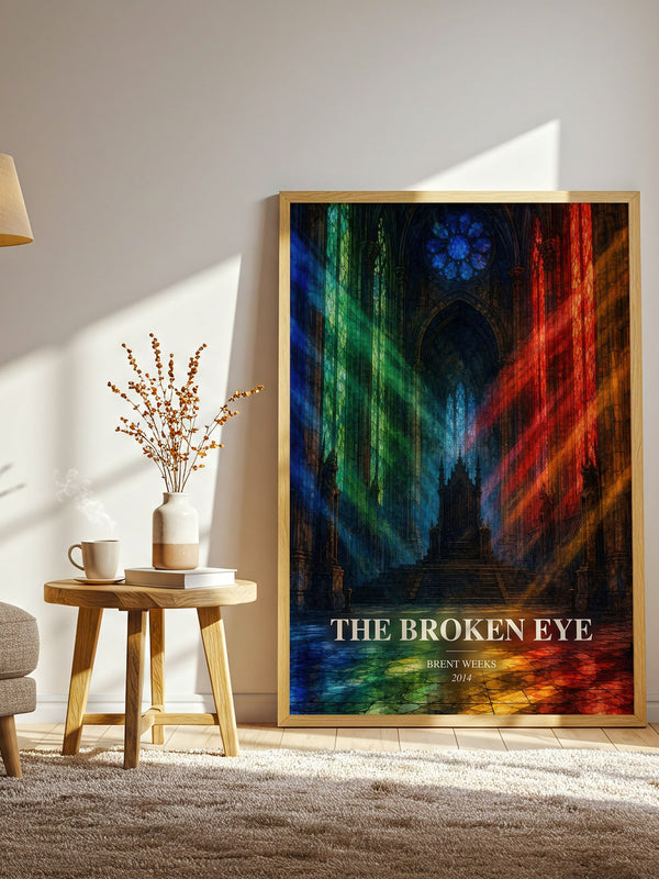 The Broken Eye watercolour print in frame leaning in hallway – fantasy wall art