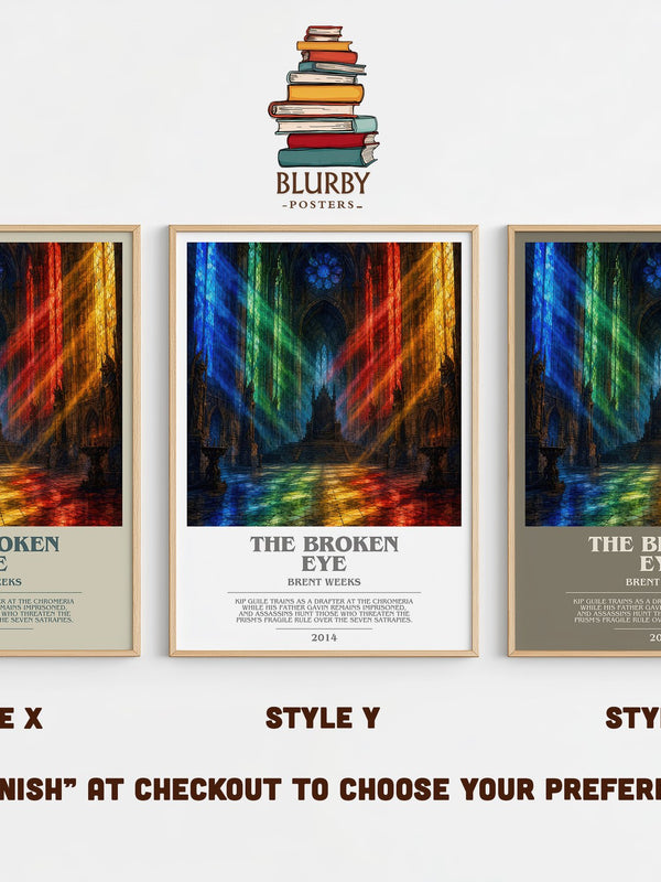 The Broken Eye bookish print in frame leaning in hallway – fantasy wall art
