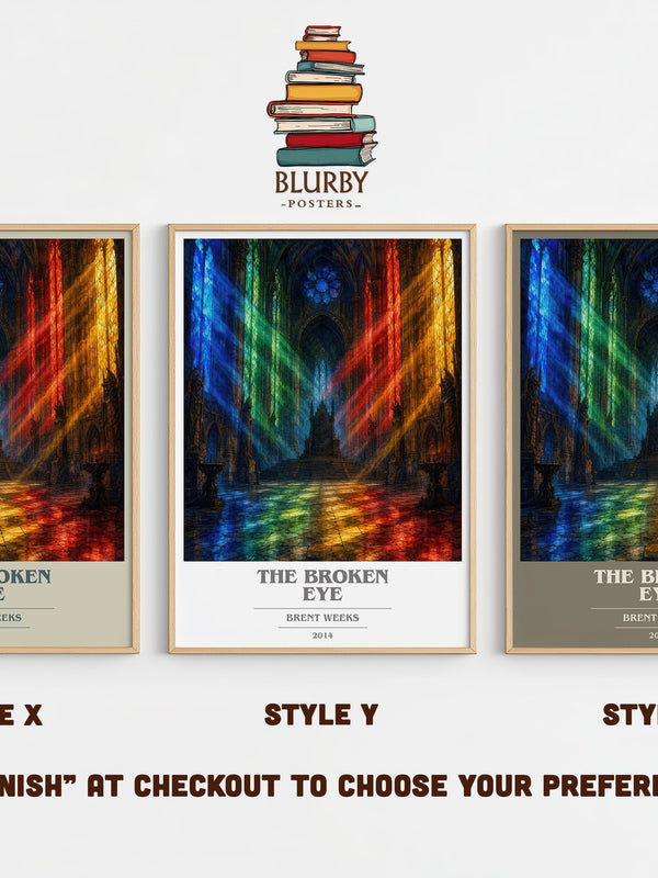 The Broken Eye book cover print in frame leaning in hallway – fantasy wall art