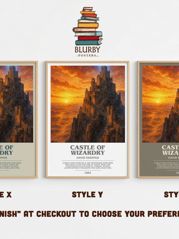Castle of Wizardry bookish print in frame leaning in hallway – fantasy wall art