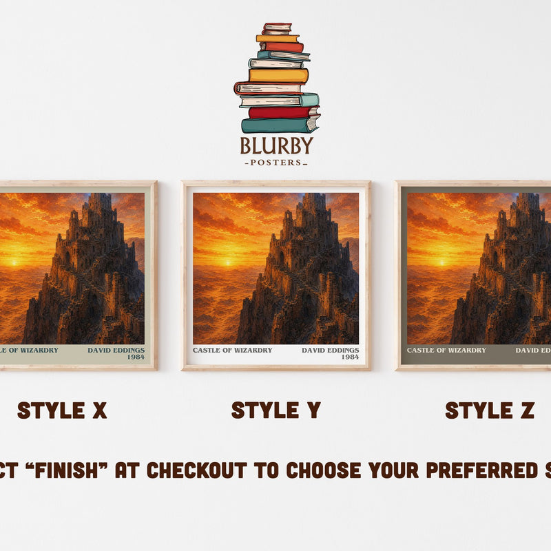 Castle of Wizardry literary print in frame leaning in hallway – fantasy wall art