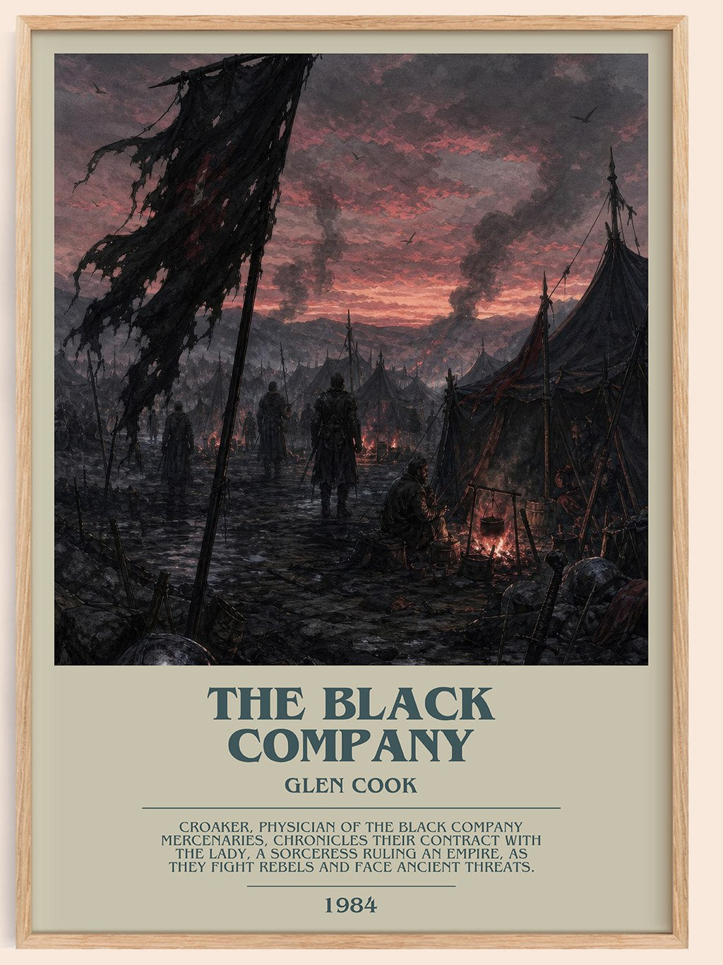 The Black Company bookish book poster by Glen Cook – framed literary art print