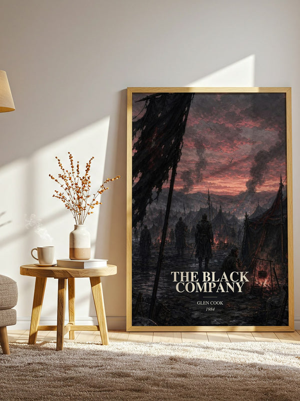 The Black Company watercolour print in frame leaning in hallway – fantasy wall art
