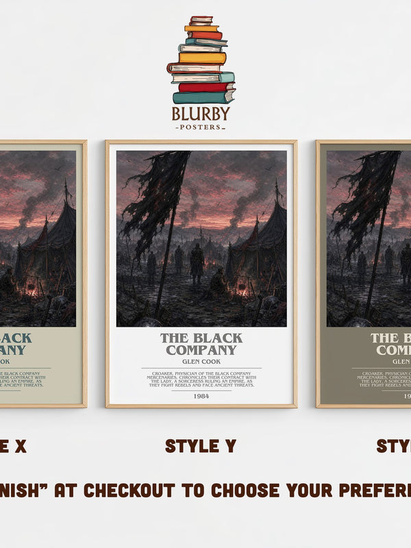 The Black Company bookish print in frame leaning in hallway – fantasy wall art