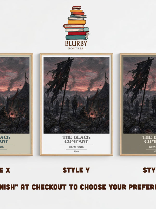 The Black Company book cover print in frame leaning in hallway – fantasy wall art