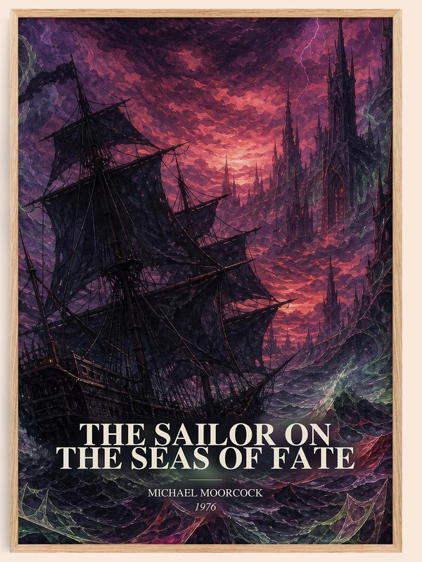 The Sailor on the Seas of Fate watercolour book poster by Michael Moorcock – framed literary art print