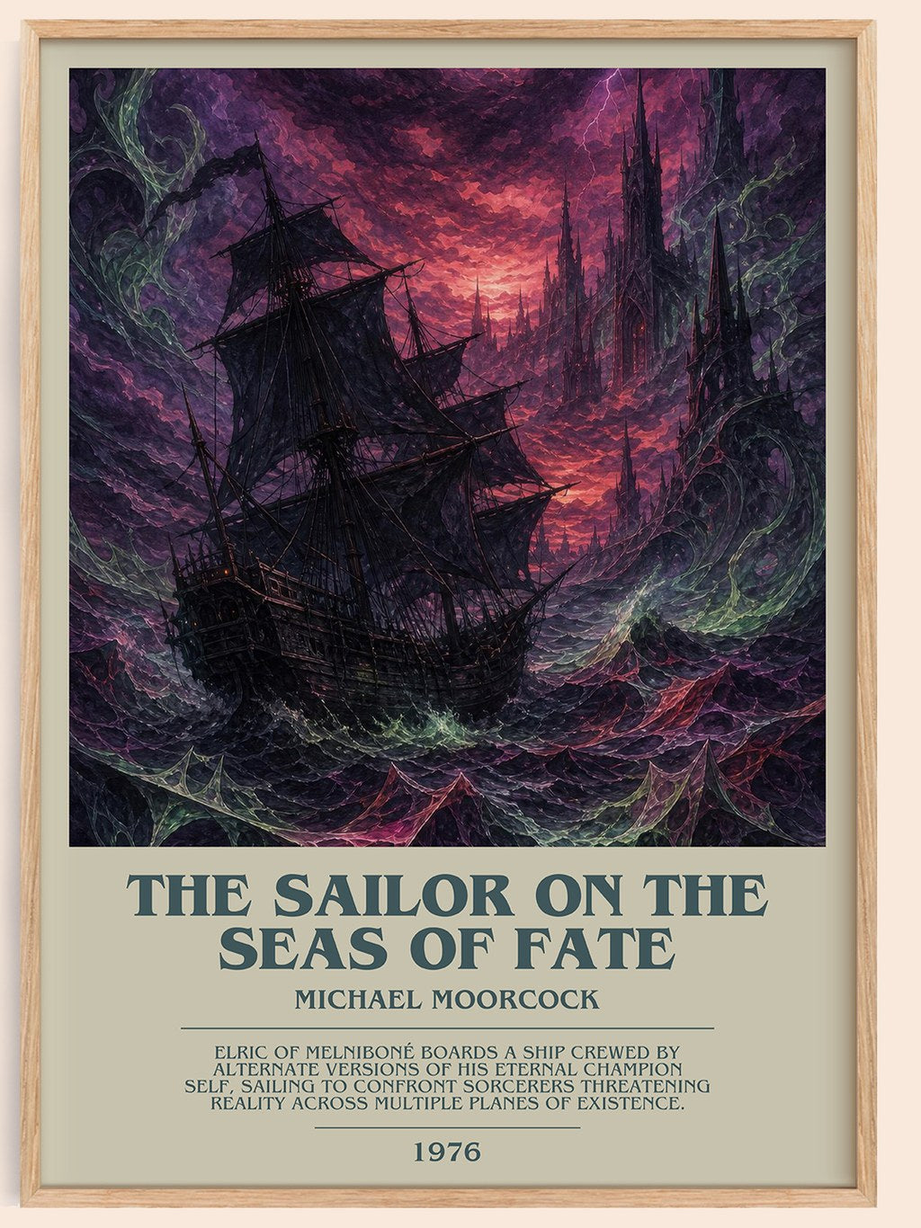 The Sailor on the Seas of Fate bookish book poster by Michael Moorcock – framed literary art print