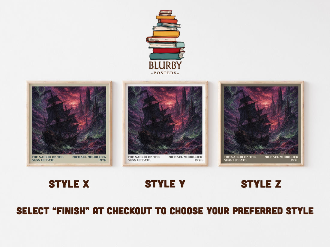 The Sailor on the Seas of Fate literary print in frame leaning in hallway – fantasy wall art (mockup)
