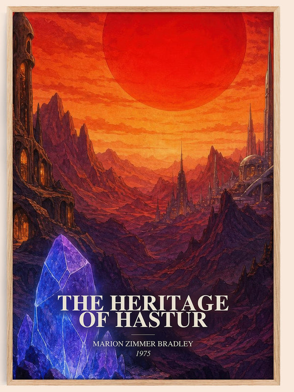 The Heritage of Hastur watercolour book poster by Marion Zimmer Bradley – framed literary art print