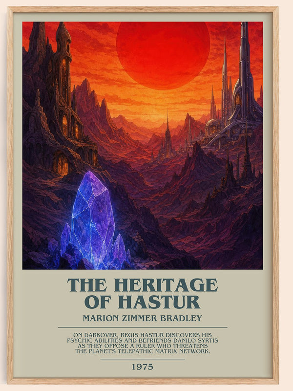 The Heritage of Hastur bookish book poster by Marion Zimmer Bradley – framed literary art print