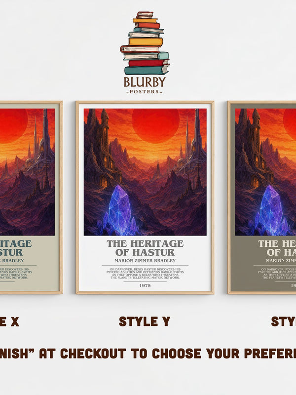 The Heritage of Hastur bookish print in frame leaning in hallway – sci fi wall art