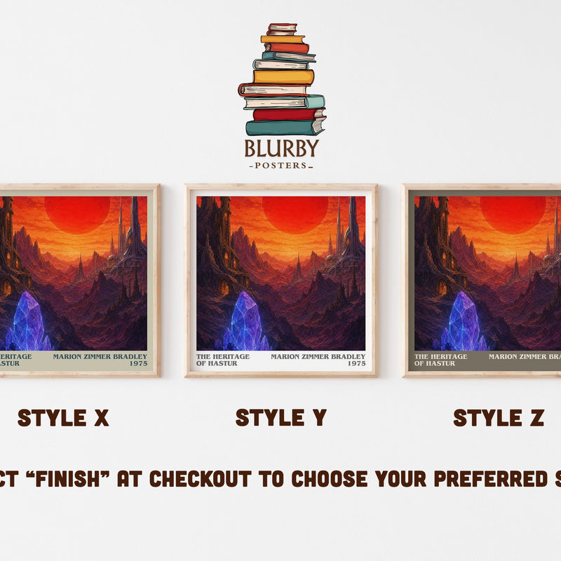 The Heritage of Hastur literary print in frame leaning in hallway – sci fi wall art