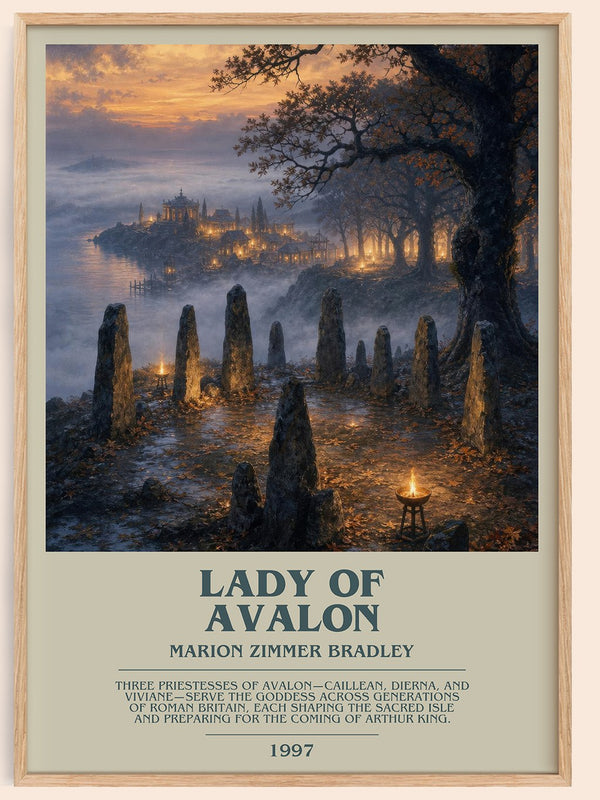 Lady of Avalon bookish book poster by Marion Zimmer Bradley – framed literary art print