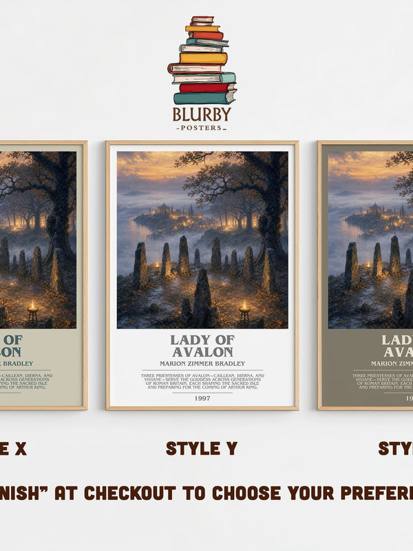 Lady of Avalon bookish print in frame leaning in hallway – fantasy wall art