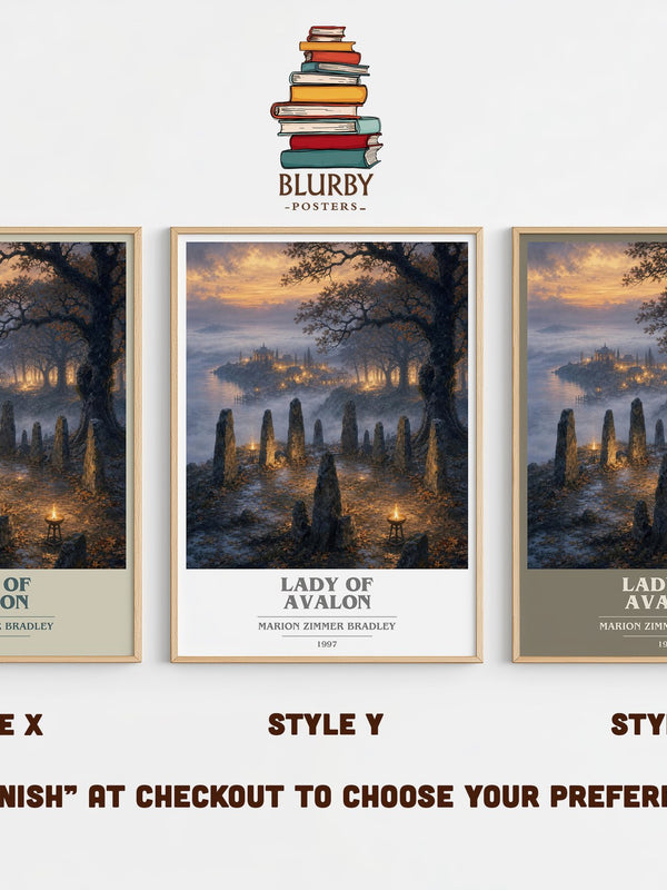 Lady of Avalon book cover print in frame leaning in hallway – fantasy wall art