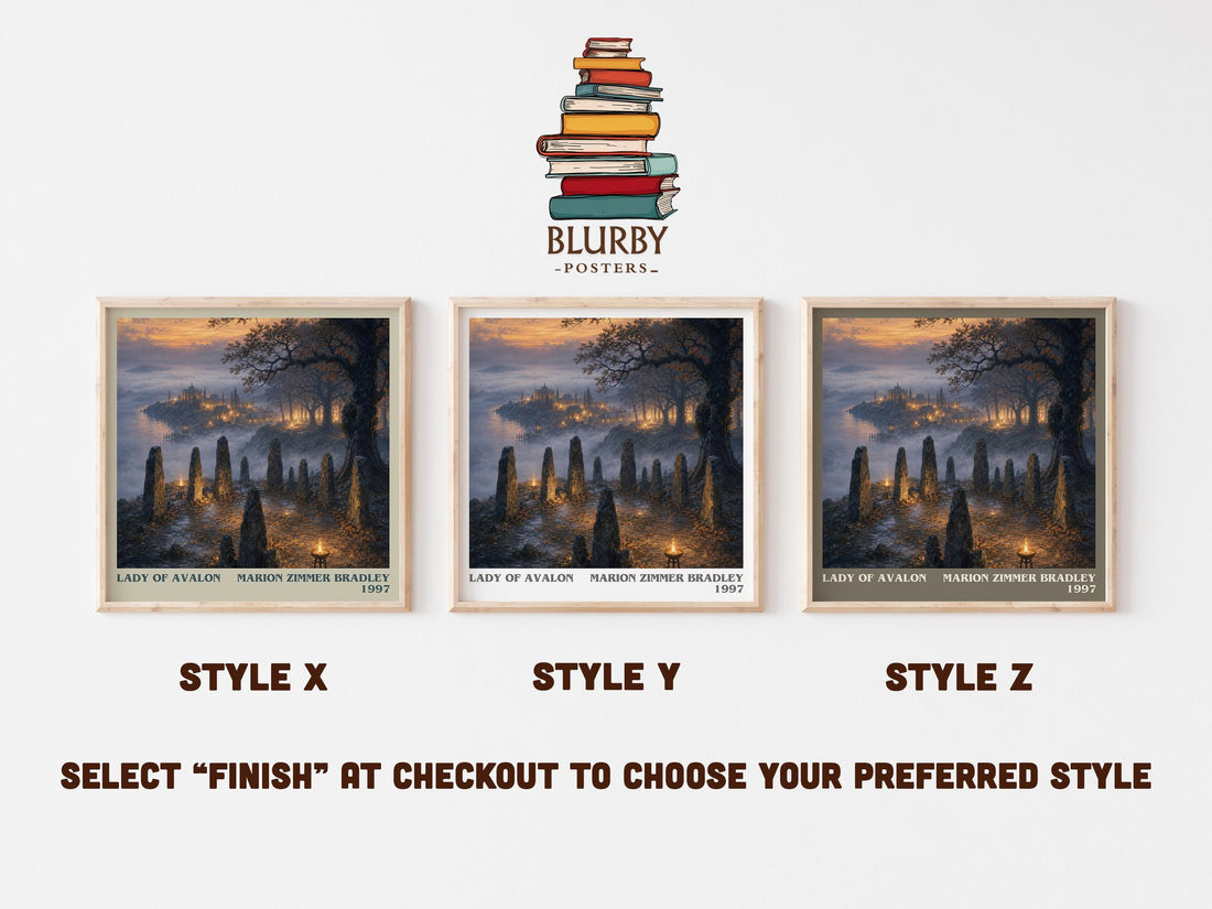 Lady of Avalon literary print in frame leaning in hallway – fantasy wall art (mockup)
