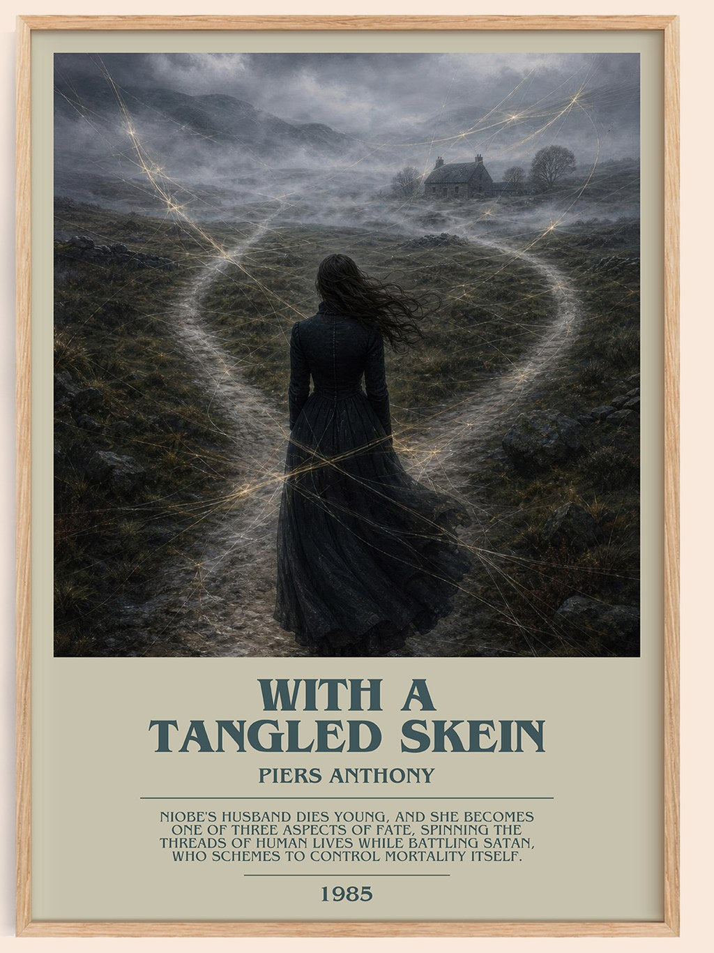 With a Tangled Skein bookish book poster by Piers Anthony – framed literary art print