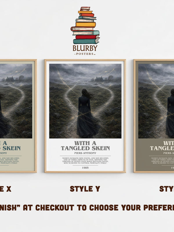 With a Tangled Skein bookish print in frame leaning in hallway – fantasy wall art