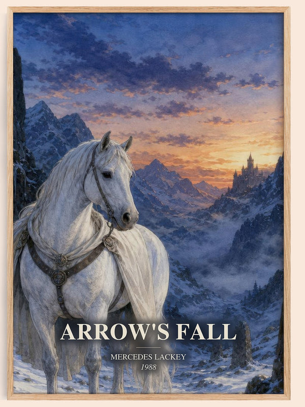 Arrow's Fall watercolour book poster by Mercedes Lackey – framed literary art print